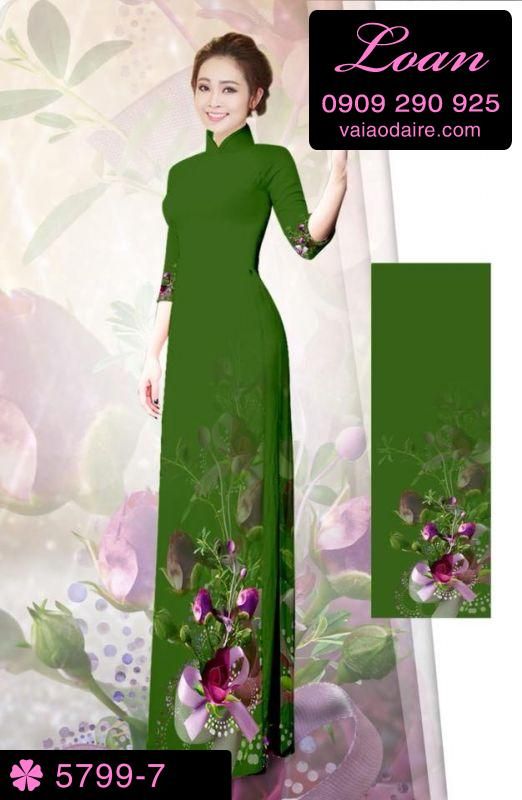 Vải áo dài hoa 3D