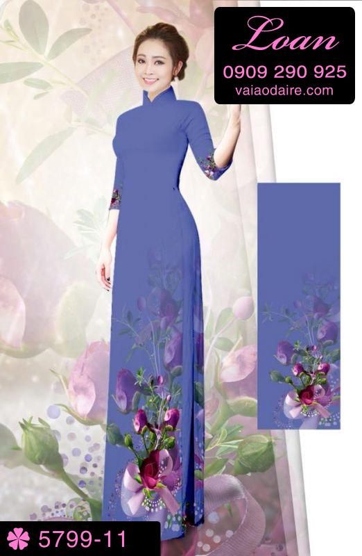 Vải áo dài hoa 3D