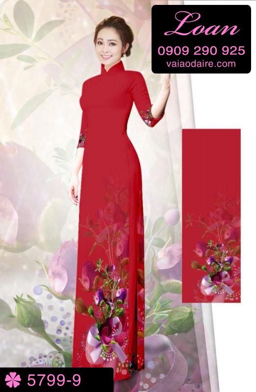 Vải áo dài hoa 3D