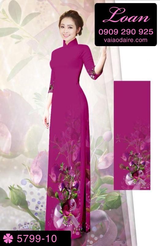 Vải áo dài hoa 3D