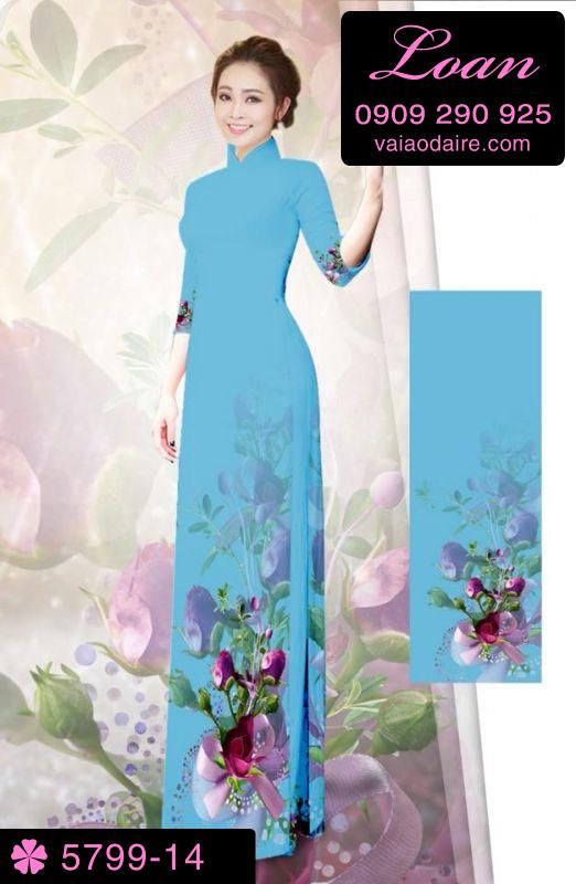 Vải áo dài hoa 3D