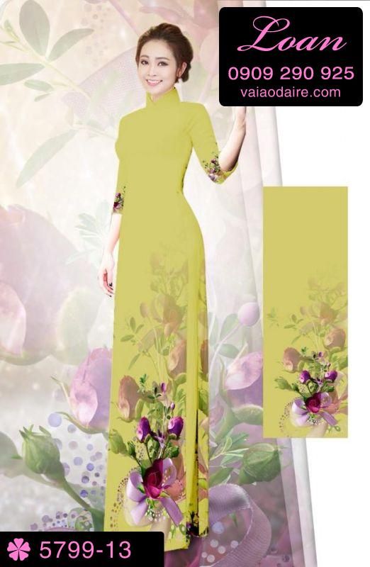 Vải áo dài hoa 3D