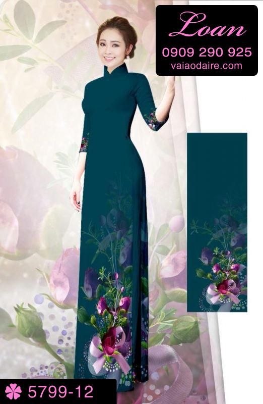 Vải áo dài hoa 3D