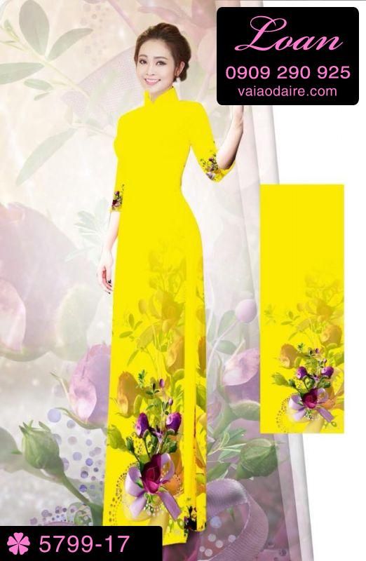 Vải áo dài hoa 3D