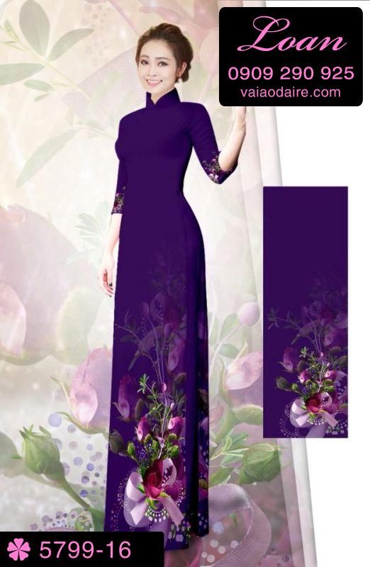 Vải áo dài hoa 3D