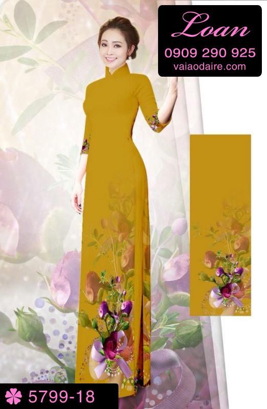 Vải áo dài hoa 3D