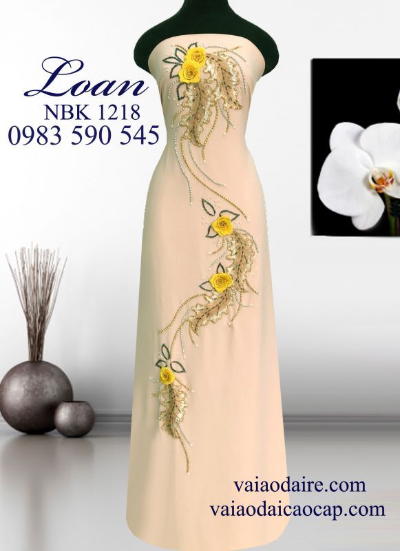 Vải áo dài Ngọc Bích kết hoa dây