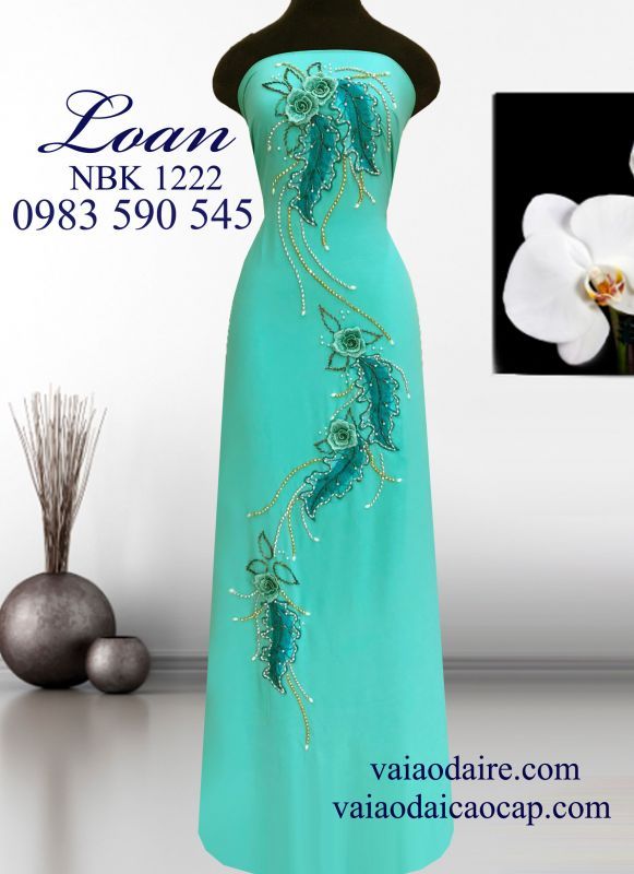 Vải áo dài Ngọc Bích kết hoa dây