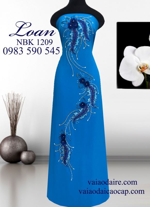 Vải áo dài Ngọc Bích kết hoa dây