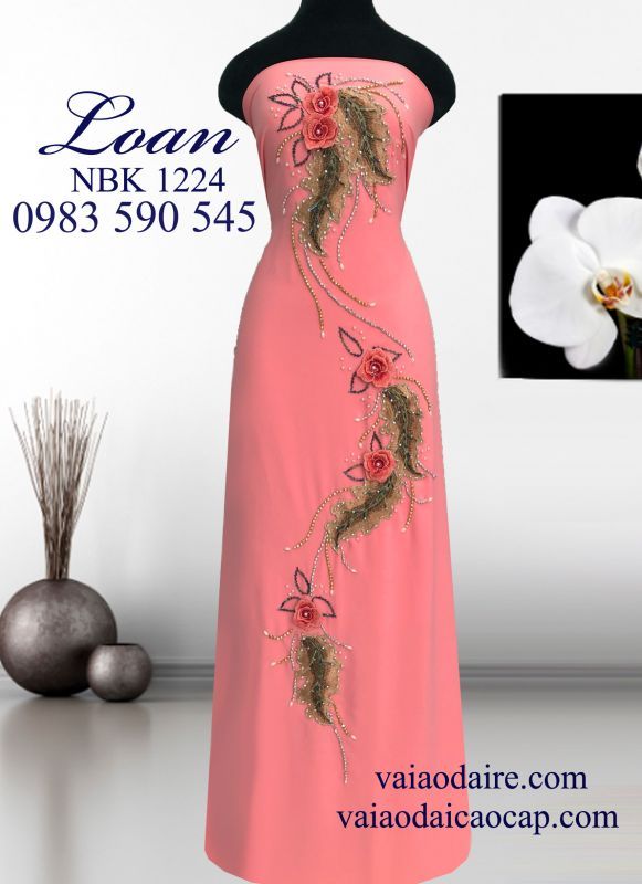 Vải áo dài Ngọc Bích kết hoa dây