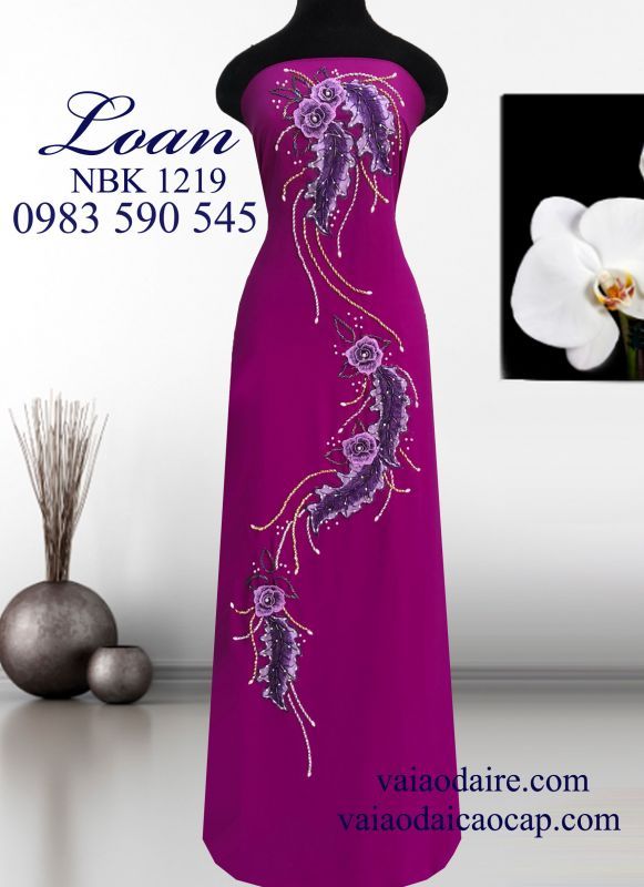 Vải áo dài Ngọc Bích kết hoa dây