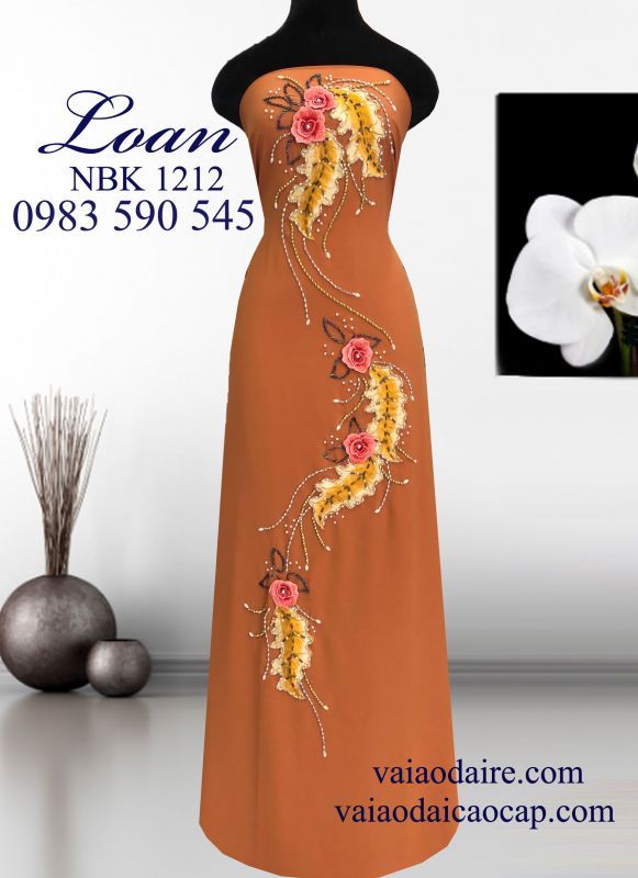 Vải áo dài Ngọc Bích kết hoa dây