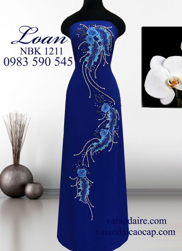 Vải áo dài Ngọc Bích kết hoa dây