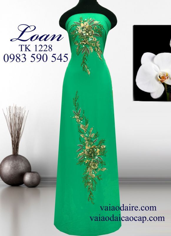 Vải áo dài kết hoa nổi 3d