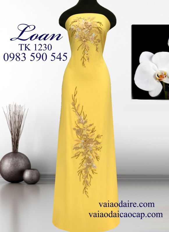 Vải áo dài kết hoa nổi 3d