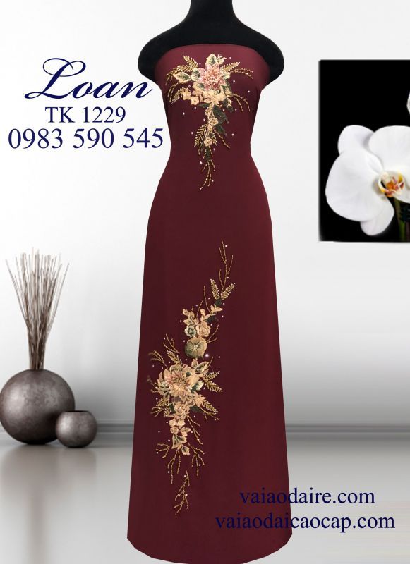 Vải áo dài kết hoa nổi 3d