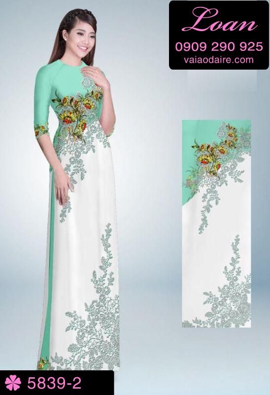 Vải áo dài hoa trên dưới