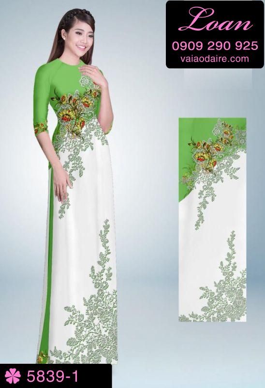 Vải áo dài hoa trên dưới