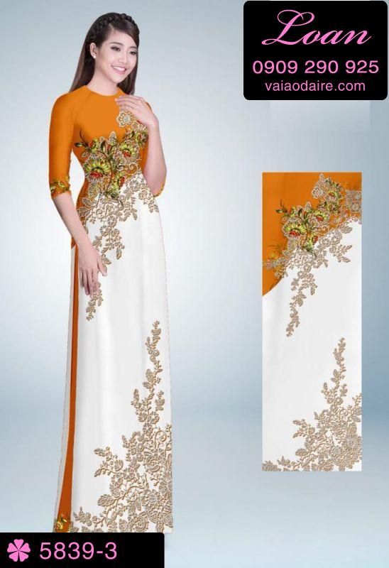 Vải áo dài hoa trên dưới