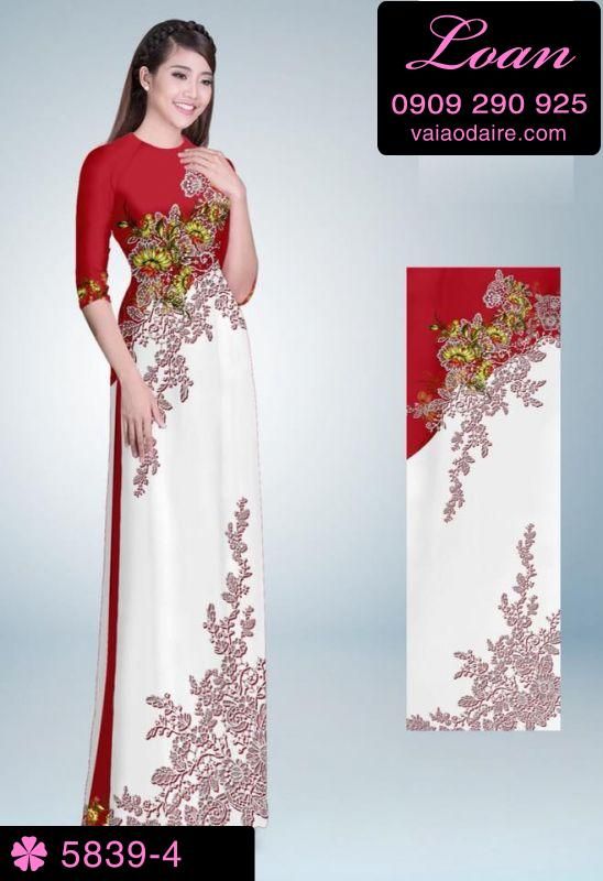 Vải áo dài hoa trên dưới