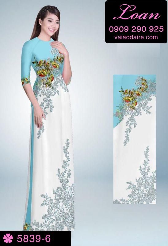 Vải áo dài hoa trên dưới