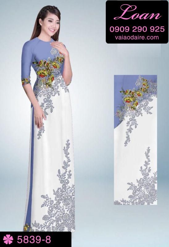 Vải áo dài hoa trên dưới