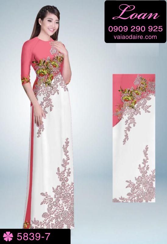 Vải áo dài hoa trên dưới