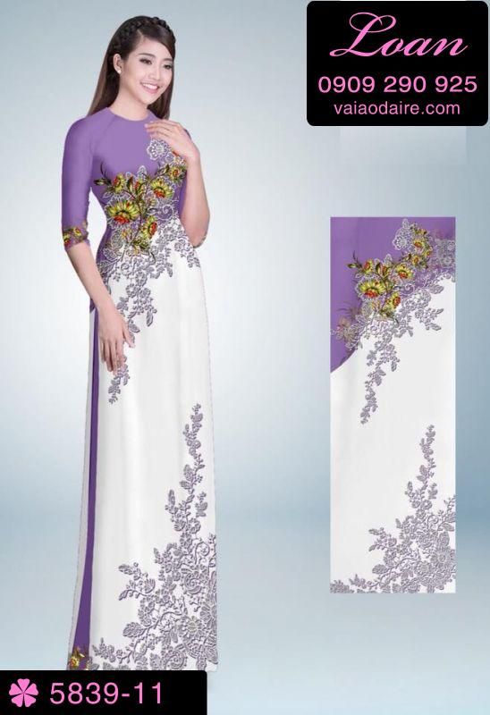 Vải áo dài hoa trên dưới
