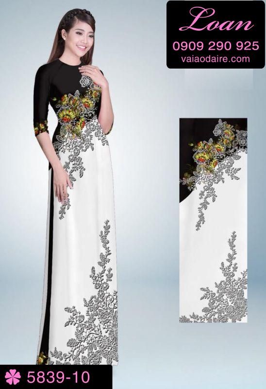 Vải áo dài hoa trên dưới