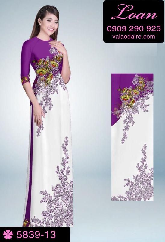 Vải áo dài hoa trên dưới