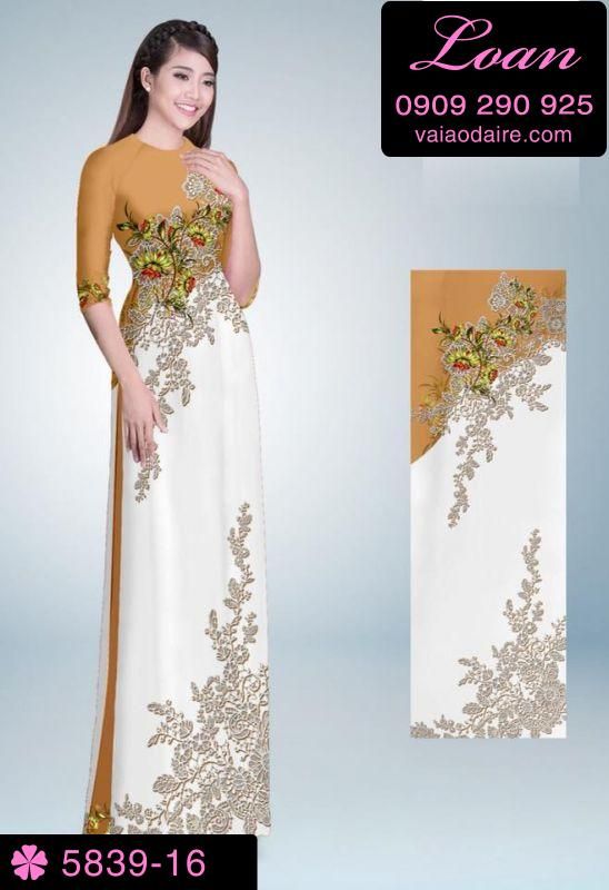 Vải áo dài hoa trên dưới