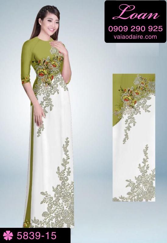 Vải áo dài hoa trên dưới