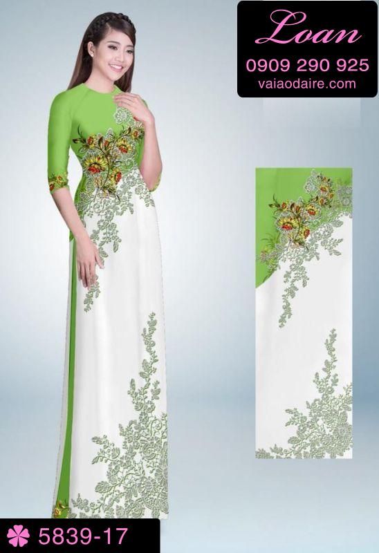 Vải áo dài hoa trên dưới