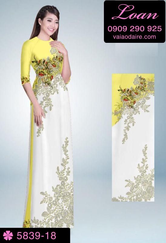 Vải áo dài hoa trên dưới