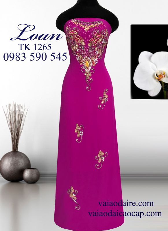 Vải áo dài kết đá sang trọng