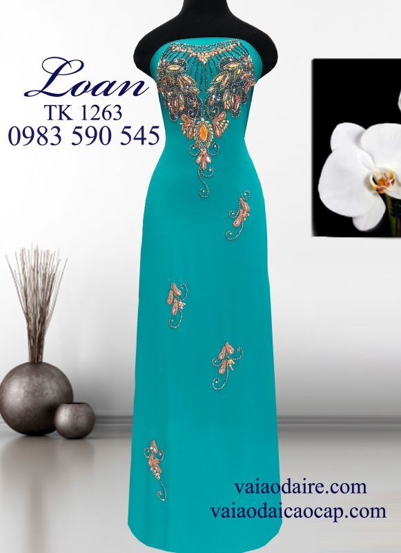 Vải áo dài kết đá sang trọng