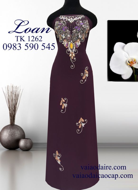 Vải áo dài kết đá sang trọng