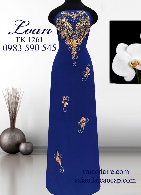 Vải áo dài kết đá sang trọng