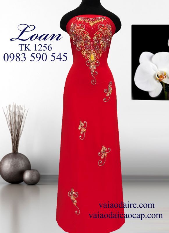 Vải áo dài kết đá sang trọng