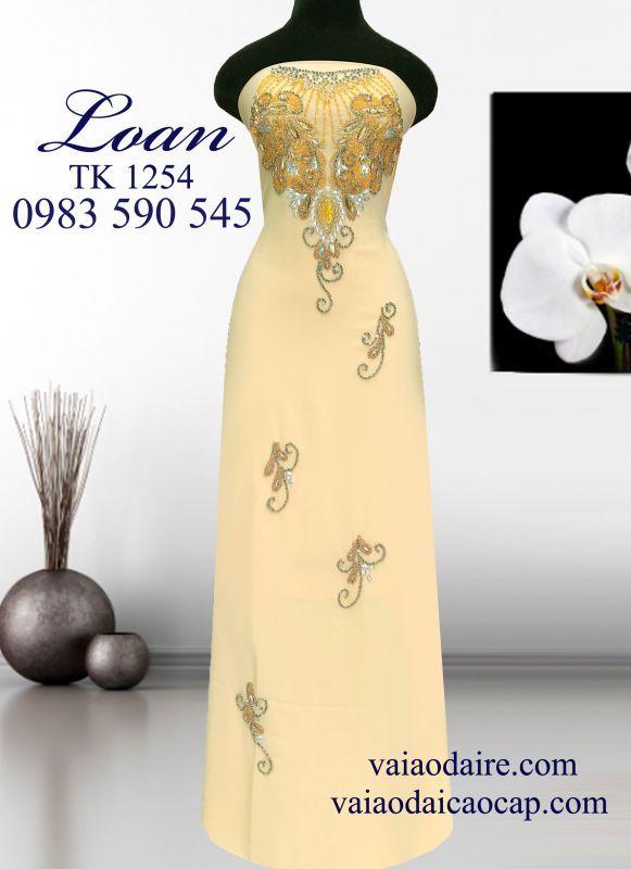 Vải áo dài kết đá sang trọng