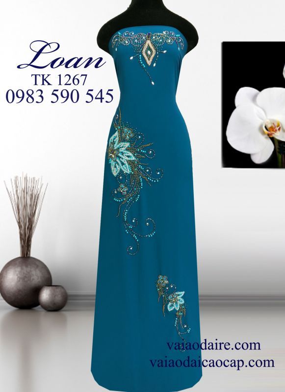 Vải áo dài kết đá sang trọng