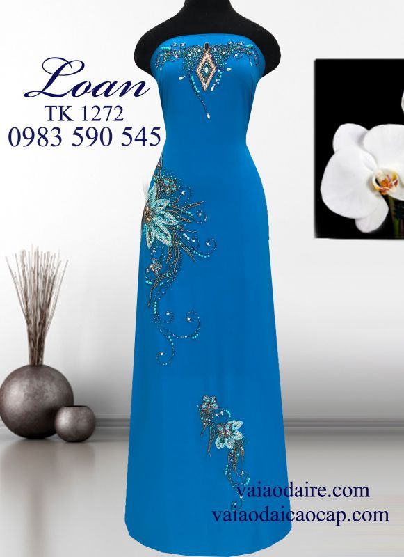 Vải áo dài kết đá sang trọng