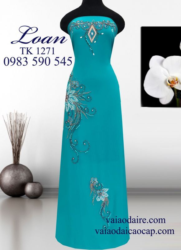 Vải áo dài kết đá sang trọng