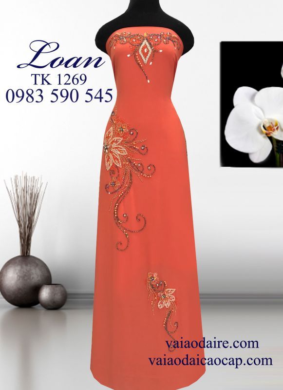 Vải áo dài kết đá sang trọng