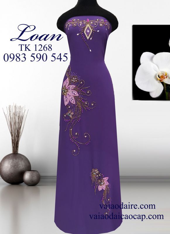 Vải áo dài kết đá sang trọng