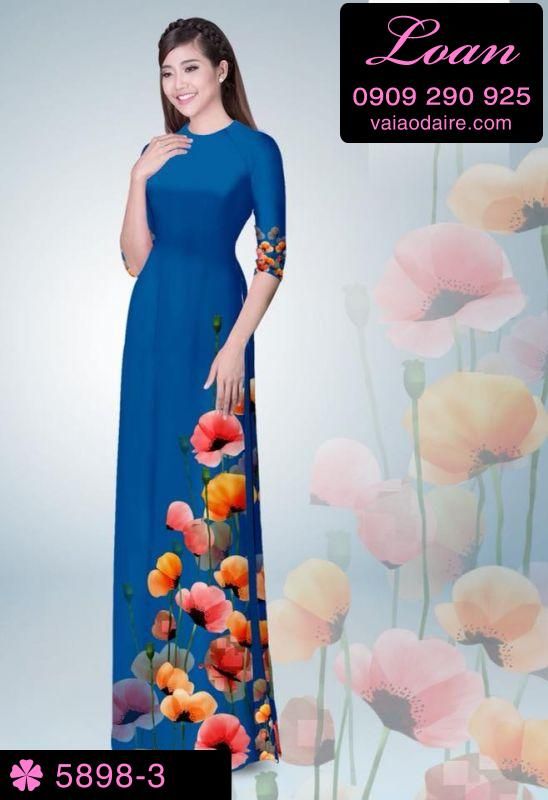 Vải áo dài hoa 3D