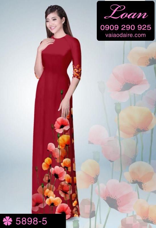 Vải áo dài hoa 3D