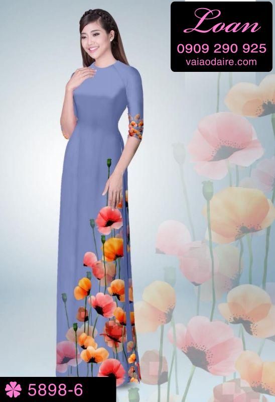 Vải áo dài hoa 3D