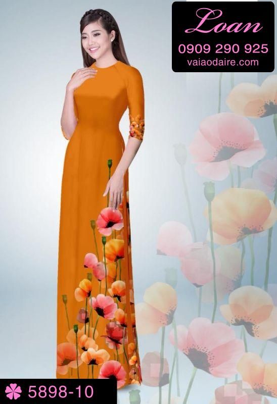 Vải áo dài hoa 3D