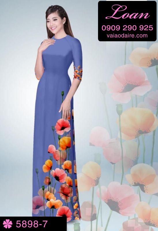 Vải áo dài hoa 3D